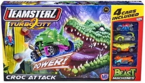 Teamsterz Turbo City Croc Attack – Stuntstrecke mit Krokodil und 4 Autos
