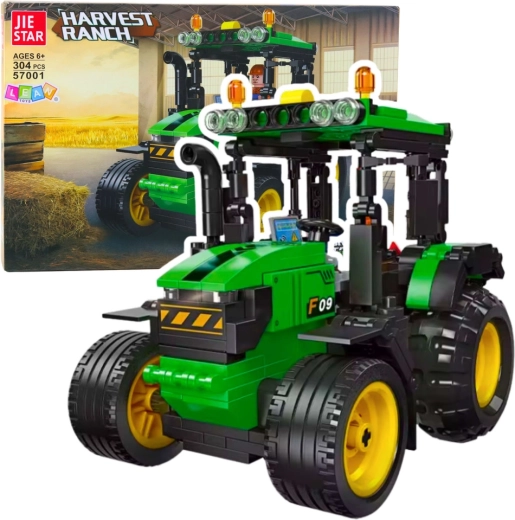 Bausatz Traktor – grün‑schwarzes Modell, 304 Teile