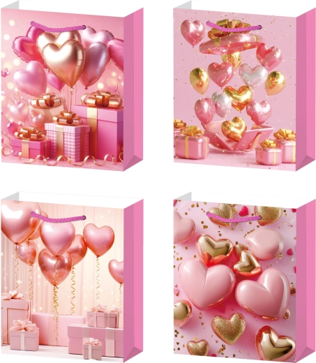 Geschenktasche S mit rosa Herzchen
