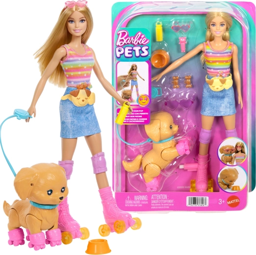 Mattel Barbie Pets Set mit Hund auf Rollschuhen und Zubehör