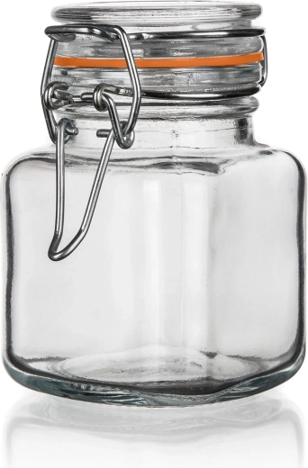 Hermetisches Glasgefäß LINA 100 ml, eckig mit Bügelverschluss