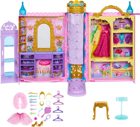 Garderobe mit Fächern für Kleider und Accessoires