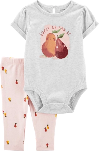 Carter's 2-teiliges Set: Kurzarm-Body und Leggings Grey Pears für Mädchen, 9 m