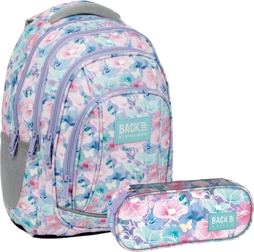 Schulset BackUP Frühlingsblüten 2-in-1 – Rucksack und Federmäppchen