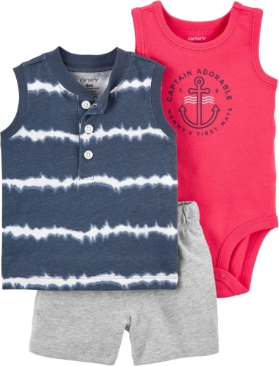 Carter's 3-teiliges Sommer-Set für Baby – ärmelloser Body, Unterhemd und Shorts