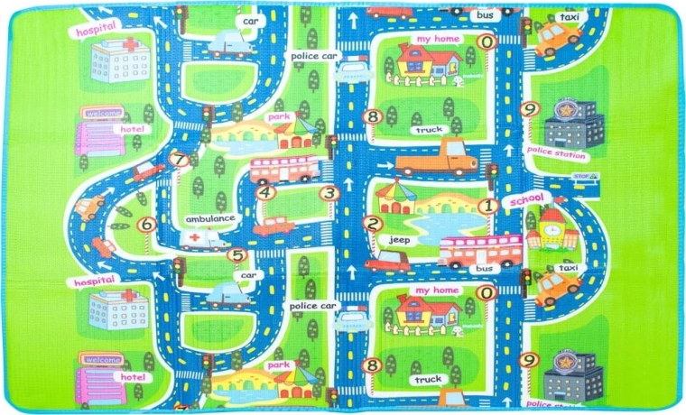 Faltbare Kinder-Schaumstoff-Spielmatte mit Straßenmotiv 160 x 130 cm
