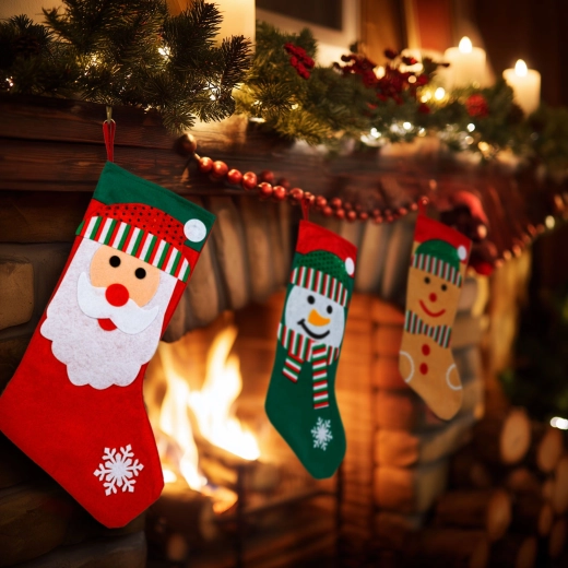 Weihnachtlicher Textilstiefel 42 × 24,5 cm, verschiedene Motive – 1 Stück