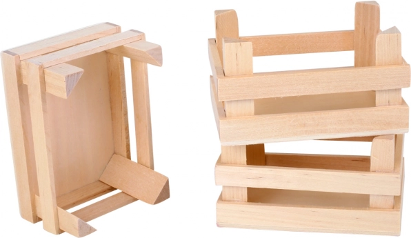 Small Foot Set aus 3 Holztransportkisten für Lebensmittel