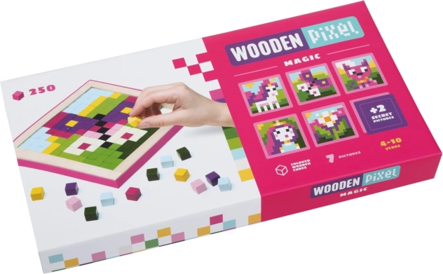 Cubika Pixel II Zauber – Holz-Mosaik mit 250 Steinen und 7 Vorlagen