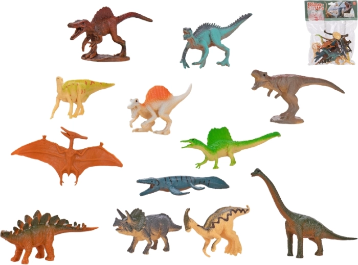 Set mit 12 Dinosaurierfiguren (6,5–10 cm) im Beutel