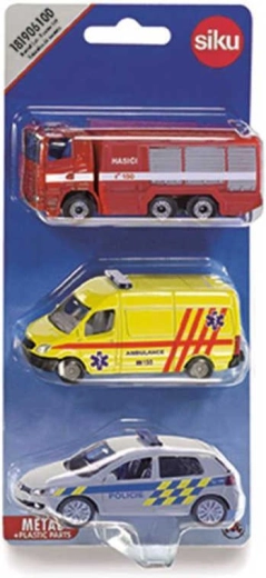 Siku Set von Rettungsfahrzeugen im tschechischen Design (Feuerwehr, Krankenwagen, Polizei)