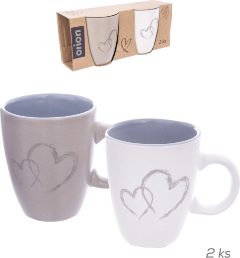 Set aus 2 Keramikbechern Double Love Herz 140 ml