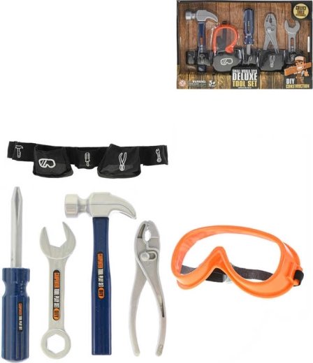 Kinder-Werkzeugset mit Gürtel und Schutzbrille – 1 Set