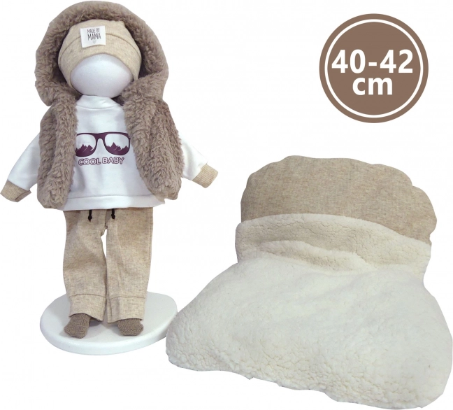 Kleidung für Puppe NEW BORN 40–42 cm – 5-teiliges Set mit wendbarem Kissen