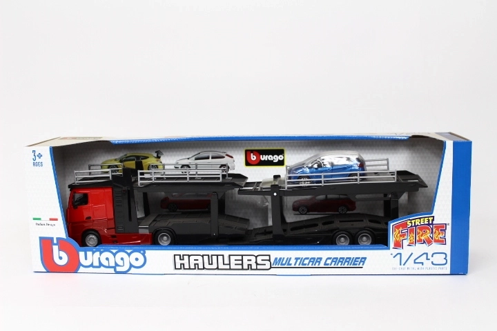 Bburago StreetFire Autotransporter Mercedes-Benz Actros 1:43 mit Renault Captur