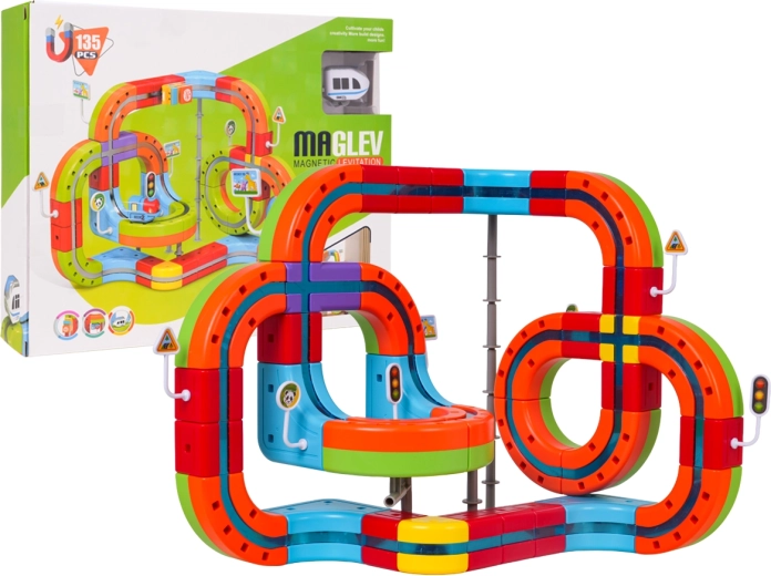 Magnetische bunte Antigravitations-Rennbahn mit Antigravitations-Tor – 135 Teile