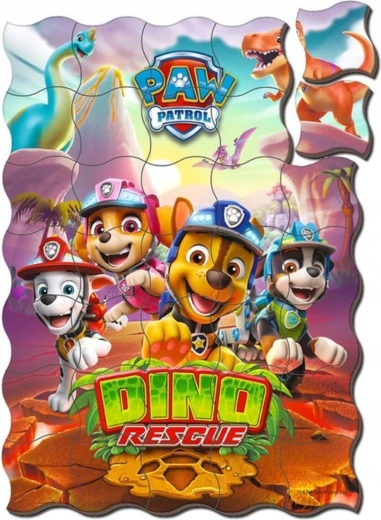 Farbenfrohes Dino-Rescue-Motiv, das Kinder ins Spiel zieht