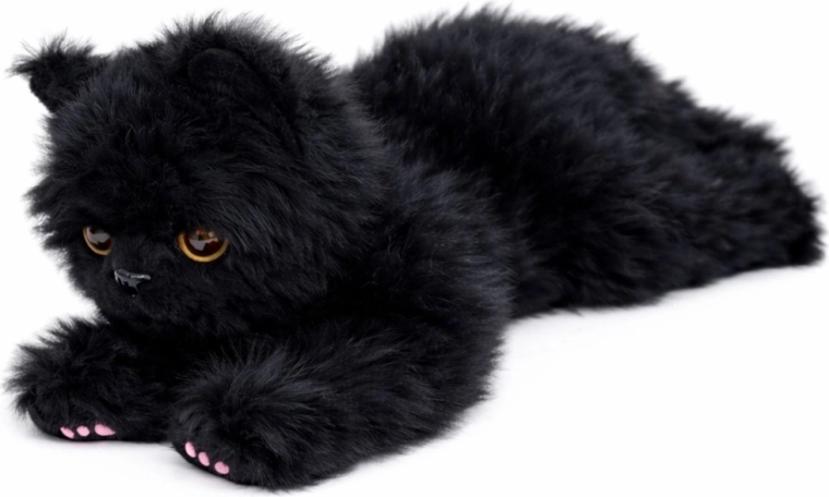 Plüschkatze liegend schwarz 38 cm