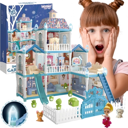 Woopie Puppenhaus Wintergarten mit Zubehör und Puppe, beleuchtet, 191 Teile