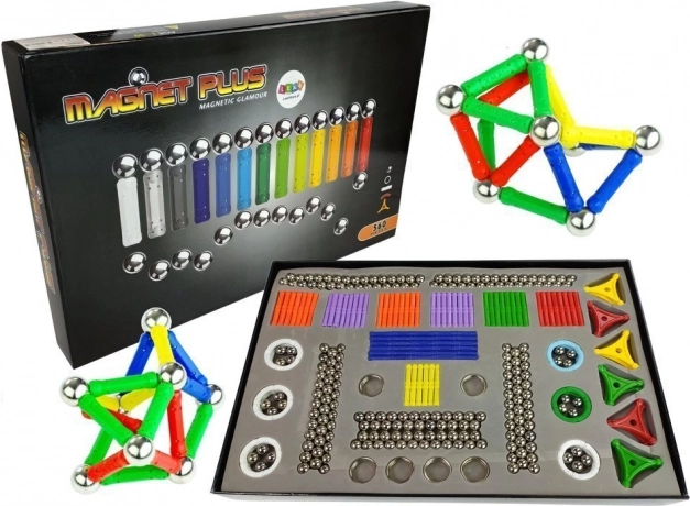 Magnetisches Konstruktionsspiel MAGNASTIX 560 Stk mit zweiseitiger Tafel
