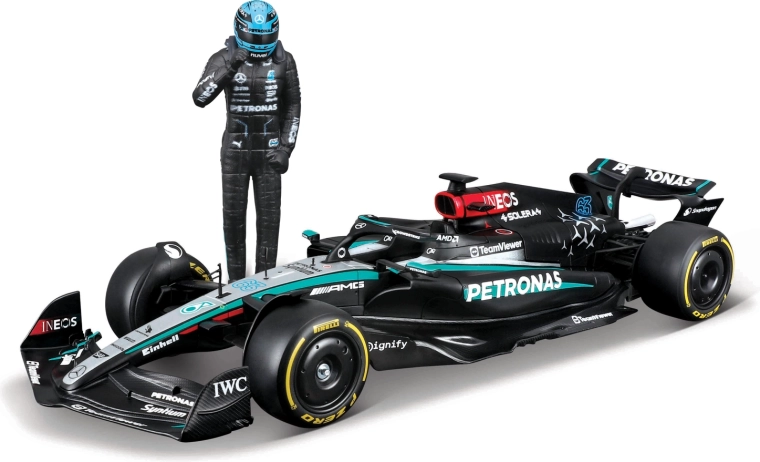 Bburago Modell F1 Mercedes-AMG Petronas W15 2024 George Russell 1:24 mit Figur