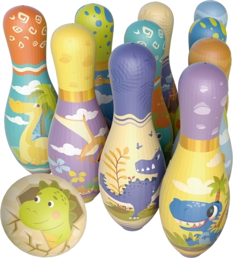 Weiche Bowlingkegel mit Dinosauriern WOOPIE – Set mit 12 Stück