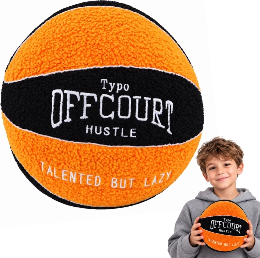 Plüsch-Basketball orange-schwarz 23 cm