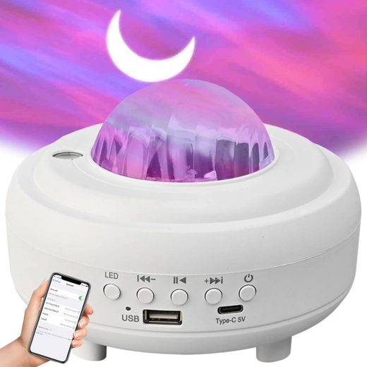 LED-Nachtprojektor Sternenhimmel mit Aurora und Bluetooth-Lautsprecher
