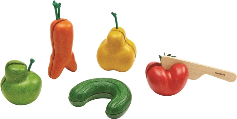PlanToys krummes Obst und Gemüse – Schneideset