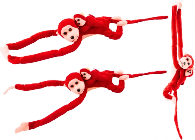 Rotes Plüschäffchen mit Baby