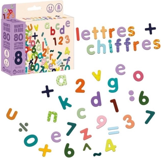 Jeujura magnetische Holzbuchstaben (Kleinbuchstaben) und Zahlen (80 Stk.)
