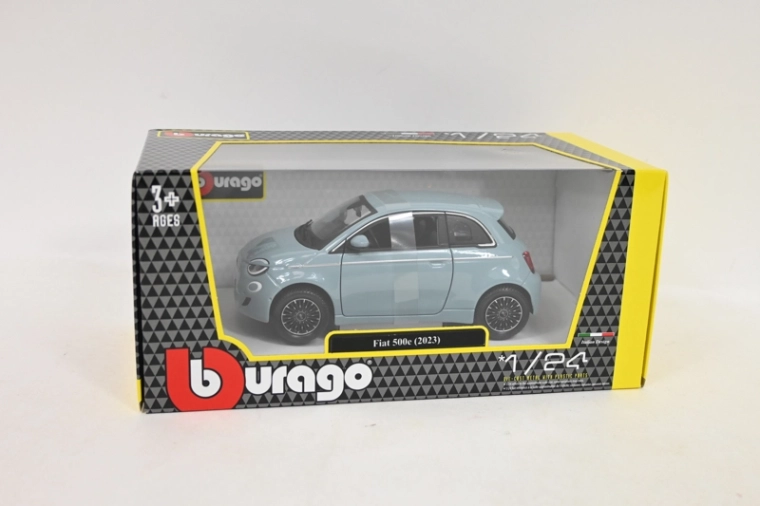 Bburago Fiat 500e 2023 im Maßstab 1:24 in Metallicblau