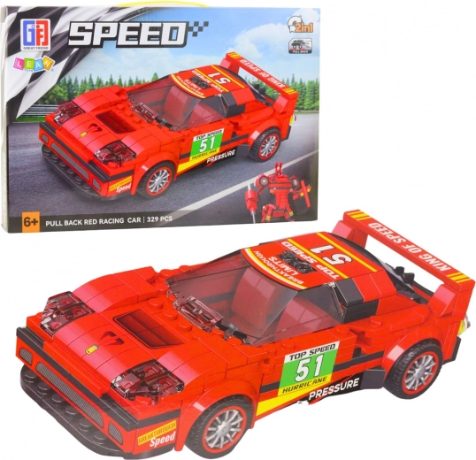 2-in-1-Bausatz Rennwagen und Roboter mit Aufziehantrieb, 329 Teile