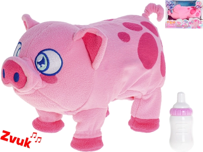 Laufendes Plüschschweinchen mit Sound und Fläschchen 28 cm