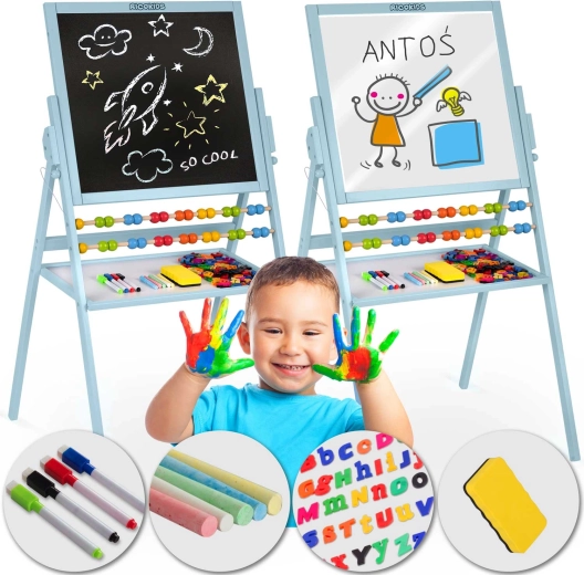 Magnetische drehbare Kindertafel RICOKIDS – blau