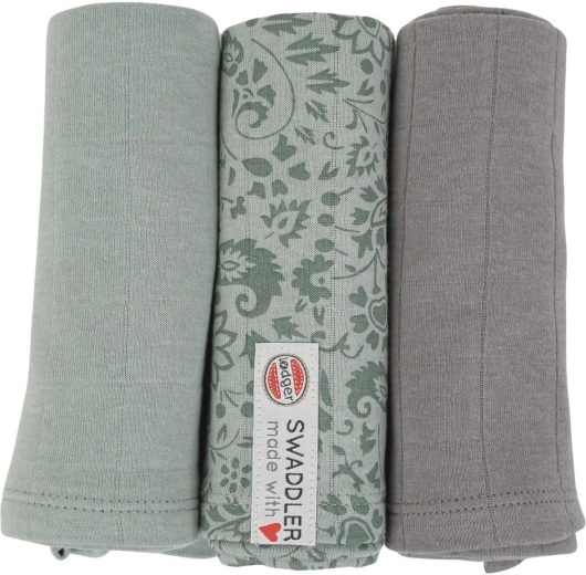 Lodger Swaddler Flower Tribe 70 × 70 cm Silt Green (Set 3 Stk.)