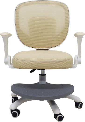 Drehbarer Kinderschreibtischstuhl mit verstellbarer Höhe und Fußstütze, beige