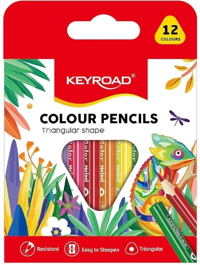 Dreikantige halblange Buntstifte Keyroad, 12 Farben