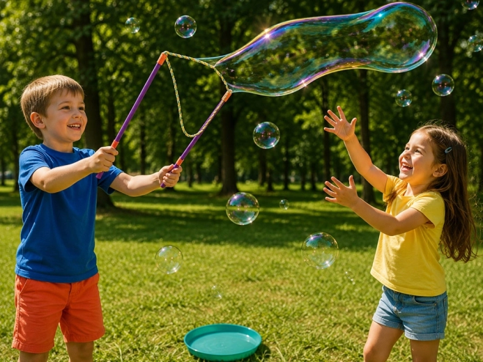 Riesige Seifenblasen mit Schnur – tolle Outdoor-Show