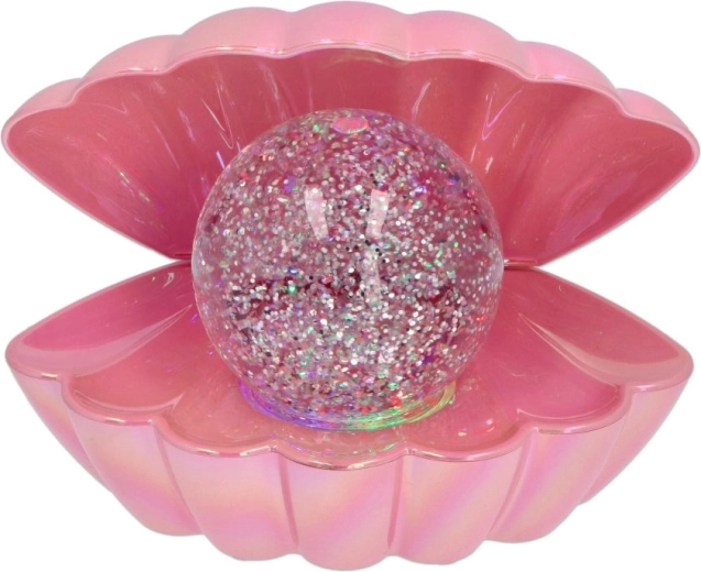 Dekorative LED-Lampe Muschel mit Glitzerkugel – rosa