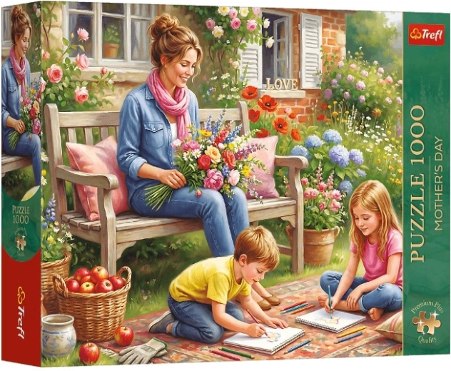 Puzzle Premium Plus Familie im Garten 1000 Teile