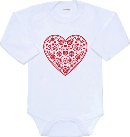 Baby-Body New Baby mit folkloristischem Muster rotes Herzchen (Gr. 80, 9–12 Monate)