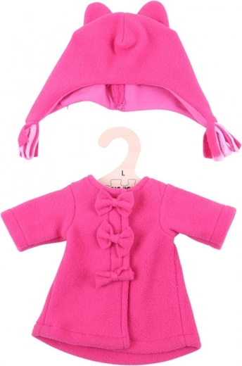 Růžový kabátek s čepičkou pro panenku 38 cm BIGJIGS TOYS