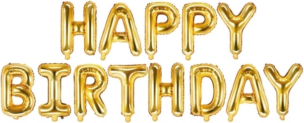 Folienballon gold Happy Birthday 340cm x 35cm