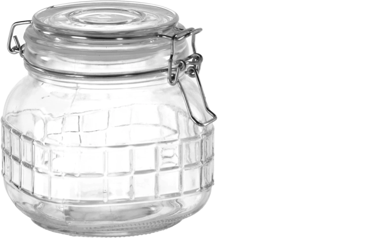 Glasdose 0,75 l mit luftdichtem Verschluss, Gitterdekor