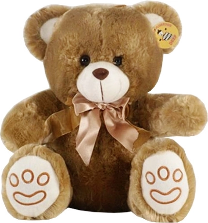 Großer hellbrauner Plüschbär mit Atlasschleife 27 cm