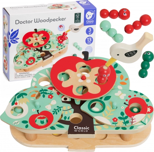 Classic World Magnetisches Geschicklichkeitsspiel Fang den Wurm, 16 Teile