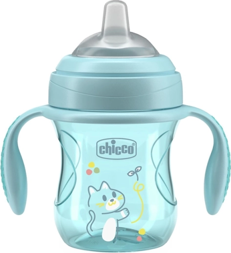 Chicco Transition-Lernbecher mit Griffen, teal, 200 ml, ab 4M+