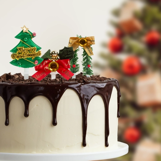 Weihnachtliche 3D-Tortendekoration, 10 cm, 3 Stück