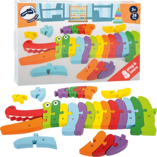 Holzpuzzle Krokodil zum Erlernen des Alphabets